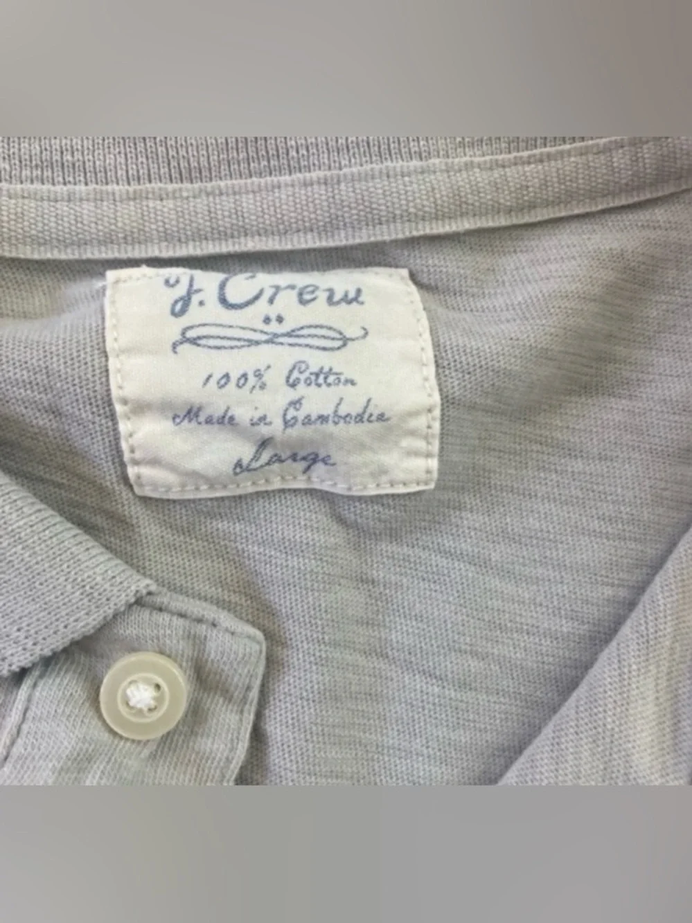 J. Crew Light Gray Polo Shirt Cotton Size Large Summer Casual